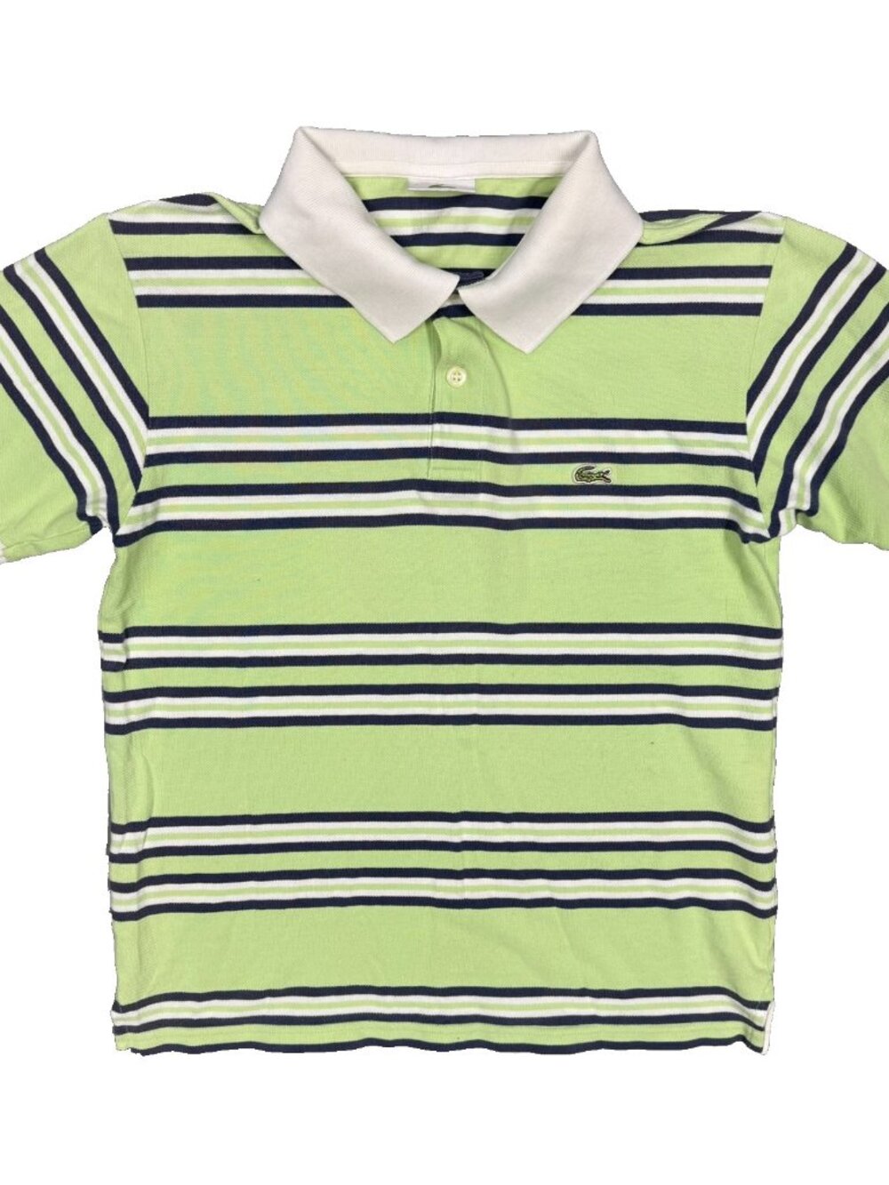 Lacoste Polo Shirt Striped Pique Cotton Short Sleeve Green Small